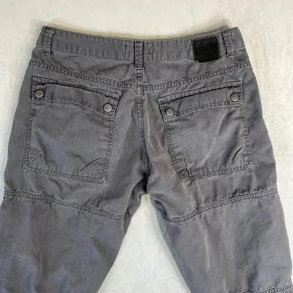 Christian Audiger Cargo Pants Mens 34 Gray Military Y2K Pockets Ed Hardy Style - Picture 3 of 10